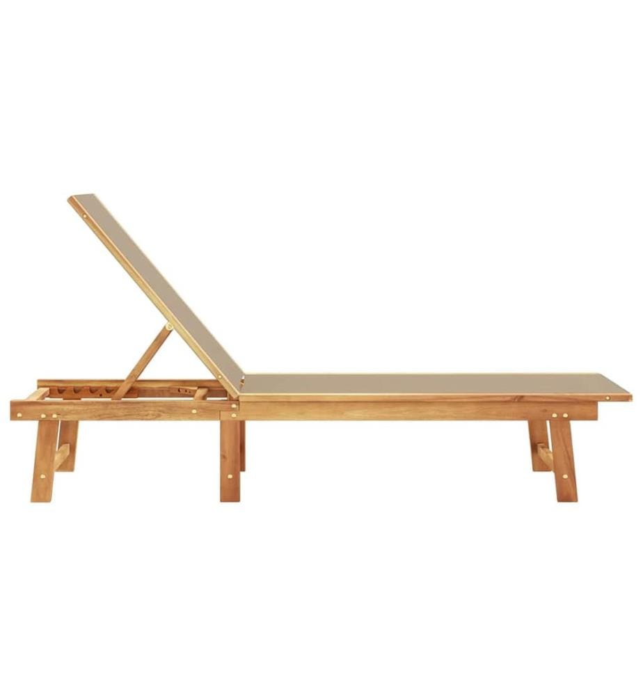 vidaXL Sonnenliege Taupe Massivholz Akazie und Textilene