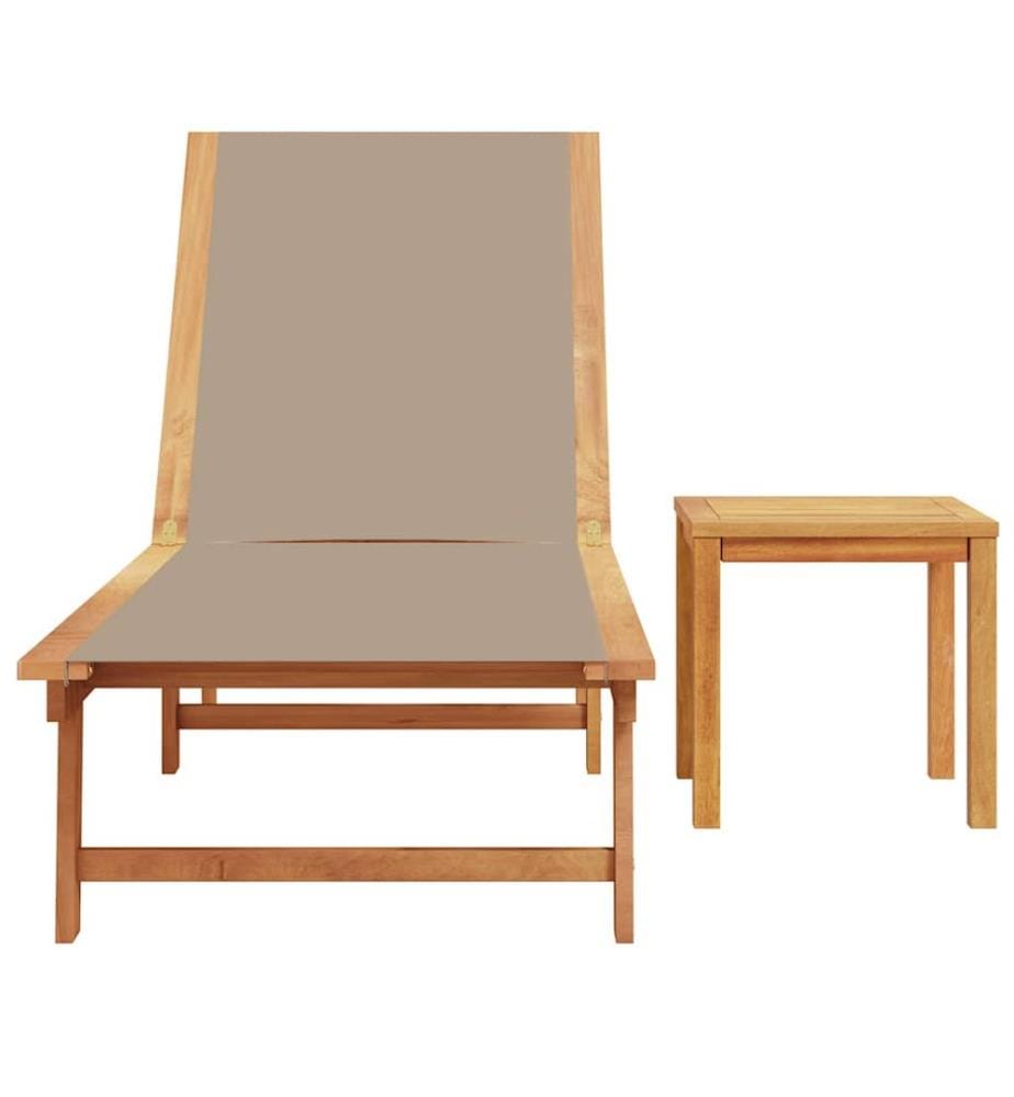 vidaXL Sonnenliege mit Tisch Taupe Massivholz Akazie und Textilene