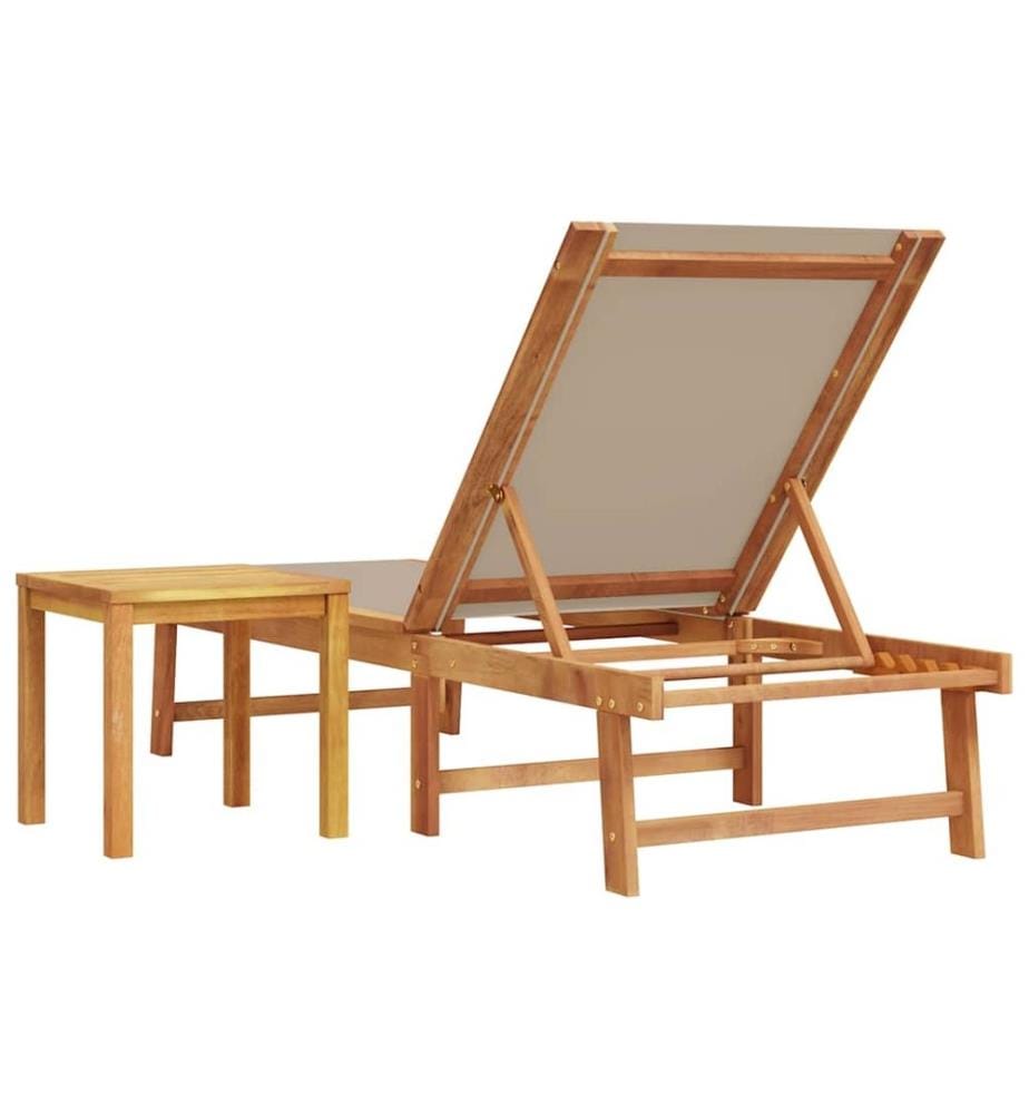 vidaXL Sonnenliege mit Tisch Taupe Massivholz Akazie und Textilene