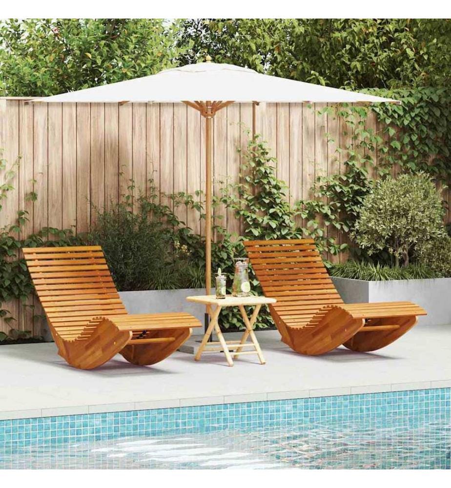 vidaXL Transat 2 pcs Marron 154 x 60 x 74 cm Bois d'Acacia Massif