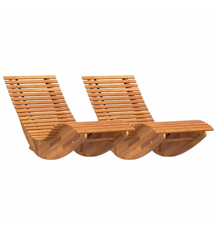 vidaXL Transat 2 pcs Marron 154 x 60 x 74 cm Bois d'Acacia Massif