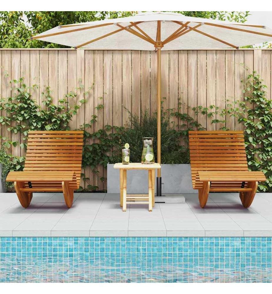 vidaXL Transat 2 pcs Marron 154 x 60 x 74 cm Bois d'Acacia Massif