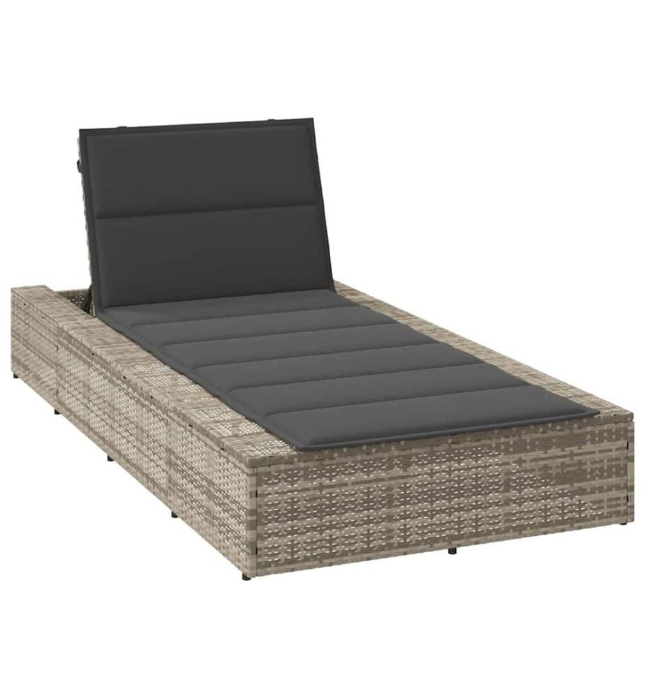 vidaXL Sonnenliege mit schwebender Auflage Hellgrau Poly Rattan
