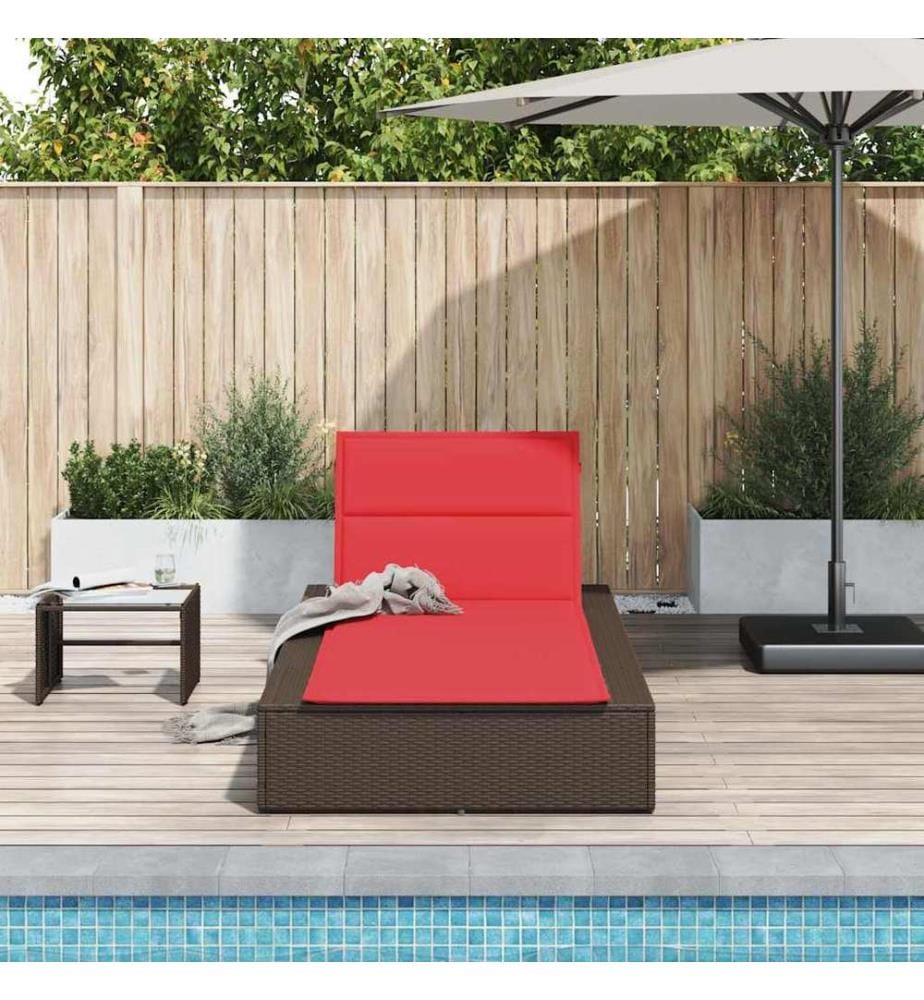 vidaXL Sonnenliege mit schwebender Auflage Braun Poly Rattan