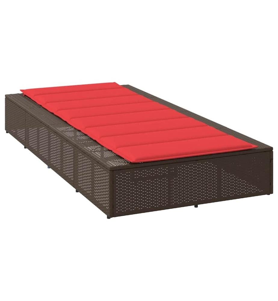vidaXL Sonnenliege mit schwebender Auflage Braun Poly Rattan
