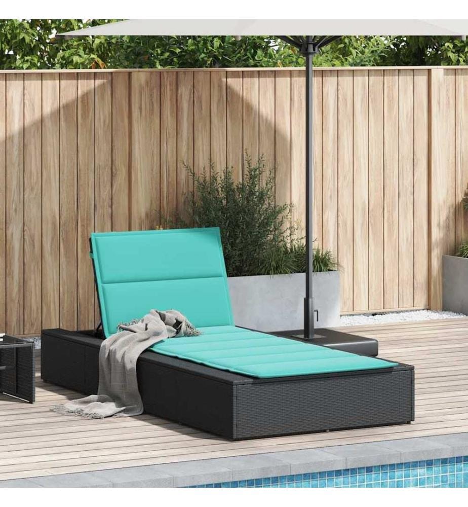 vidaXL Sonnenliege mit schwebender Auflage Schwarz Poly Rattan