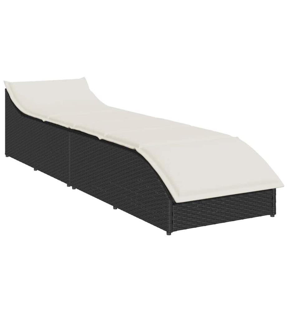 vidaXL Klappliege mit Auflage und Stauraum Schwarz Poly-Rattan