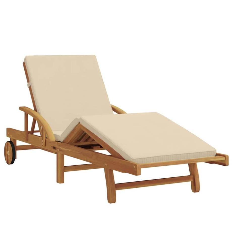vidaXL Sonnenliege Beige 200 x 67 x 84 cm Massivholz Akazie