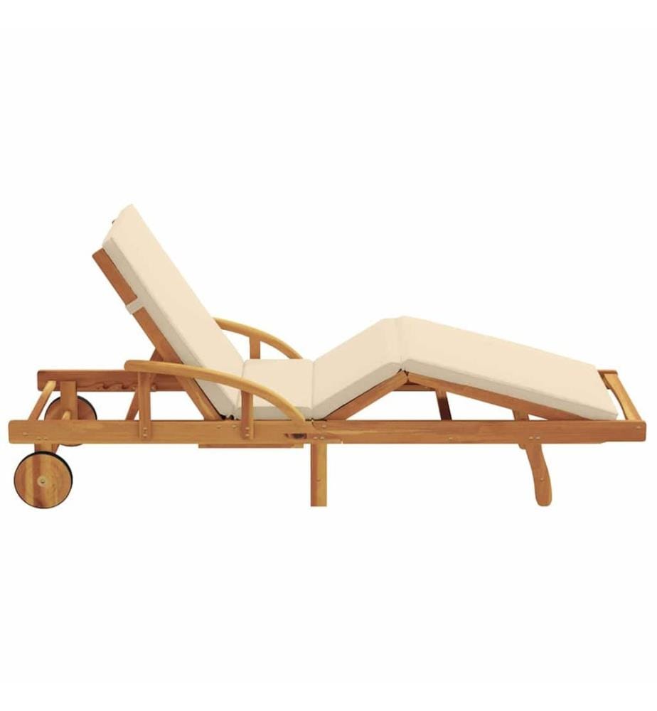 vidaXL Sonnenliege Beige 200 x 67 x 84 cm Massivholz Akazie