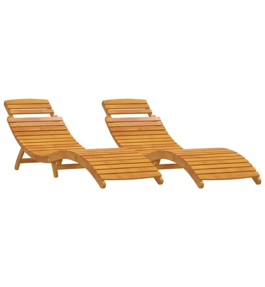vidaXL Sonnenliege 2 pcs Braun 55 x 184 x 64cm Massivholz Akazie