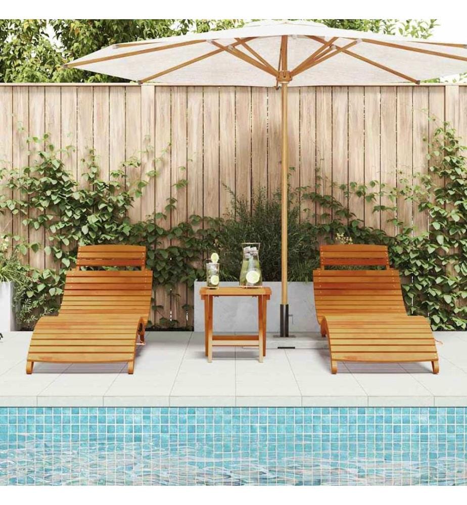 vidaXL Sonnenliege 3 pcs Braun Massivholz Akazie
