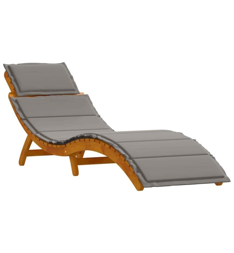 vidaXL Sonnenliege mit Kissen 2 pcs Grau Massivholz Akazie