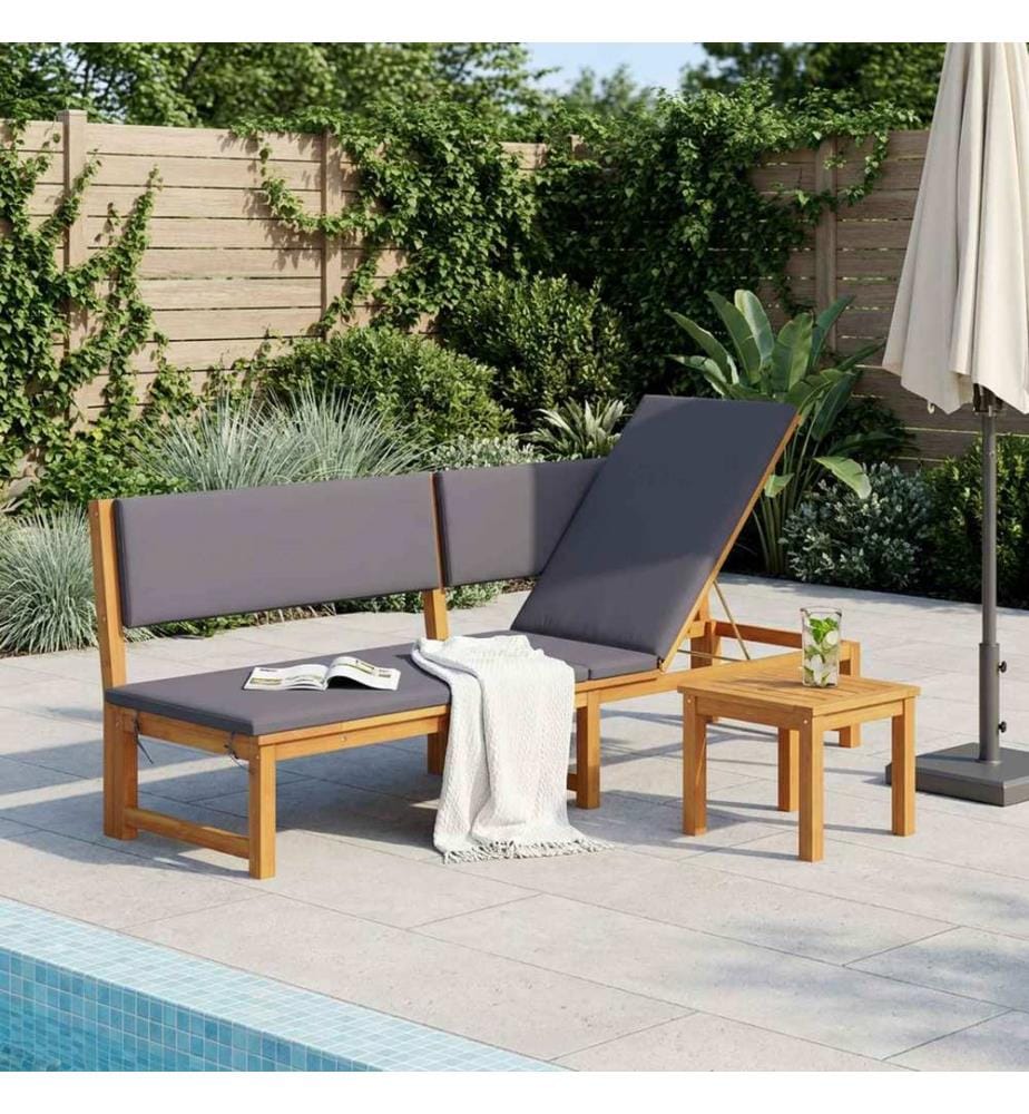 vidaXL Sonnenliege Öl-Natur 200 x 57 x 75cm Massivholz Akazie