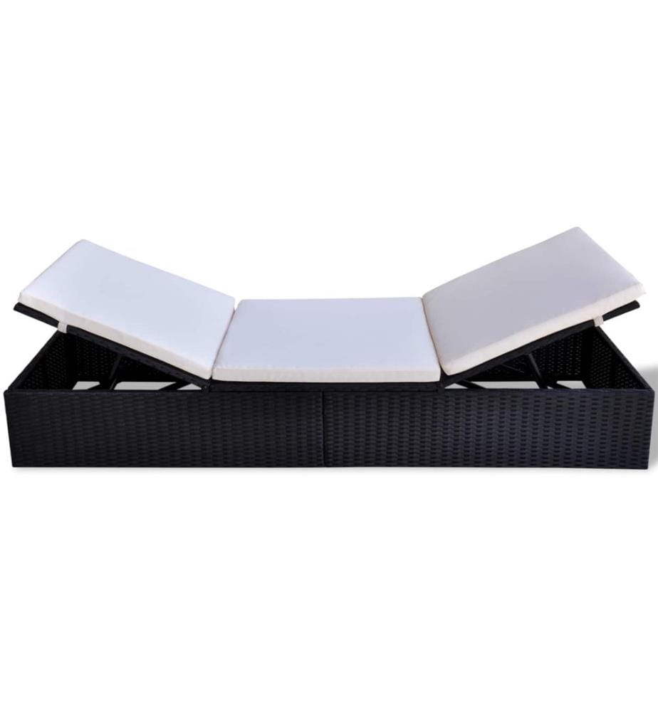 vidaXL Chaise longue Noir polyrotin