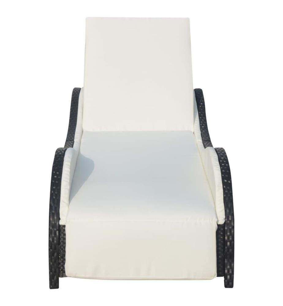 vidaXL Sonnenliege mit Polsterauflage Poly Rattan Schwarz