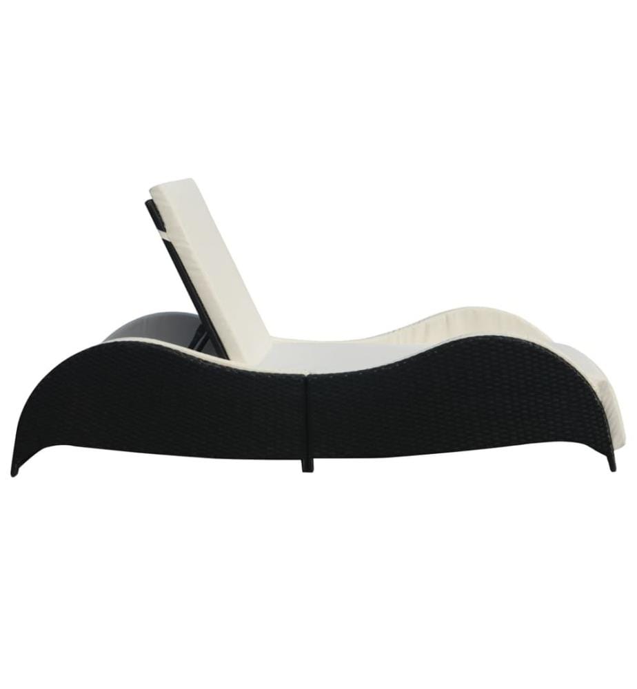 vidaXL Sonnenliege mit Polsterauflage Poly Rattan Schwarz