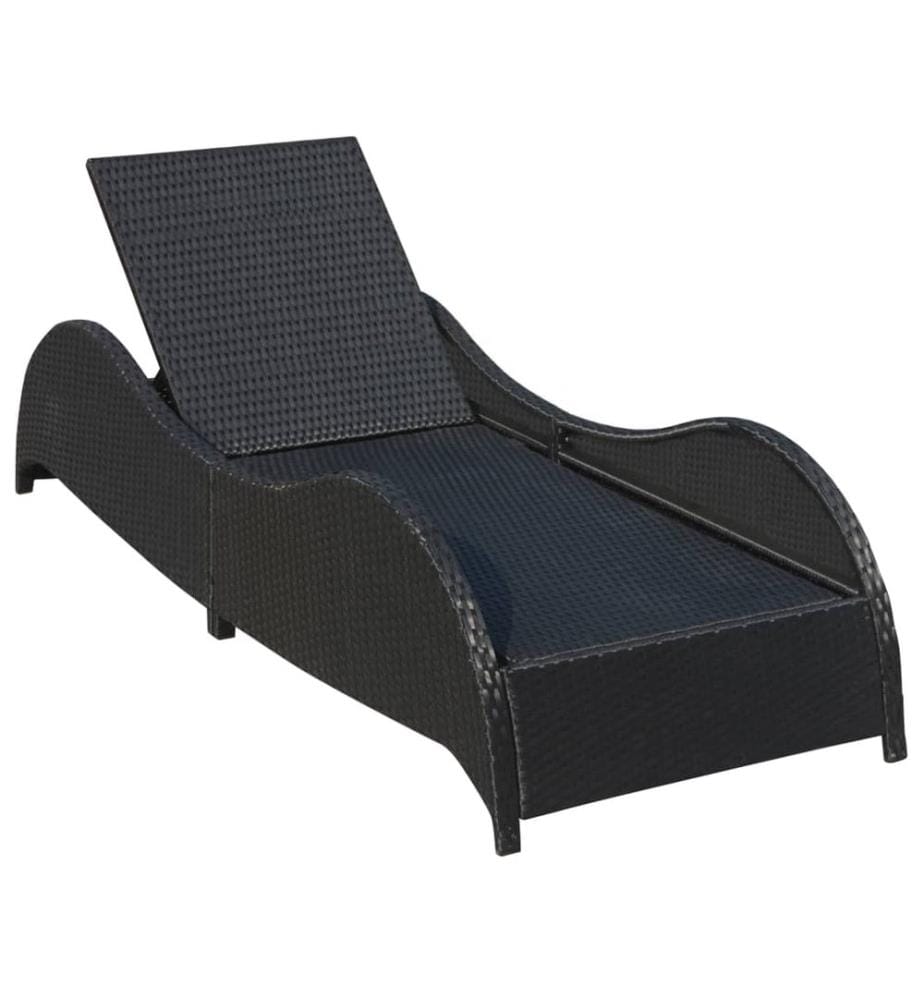 vidaXL Sonnenliege mit Polsterauflage Poly Rattan Schwarz