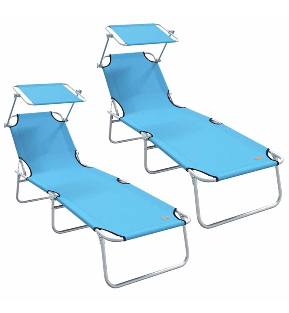 vidaXL Sonnenliege 2 pcs Helles Blau 58 x 188 x 77cm Polyester