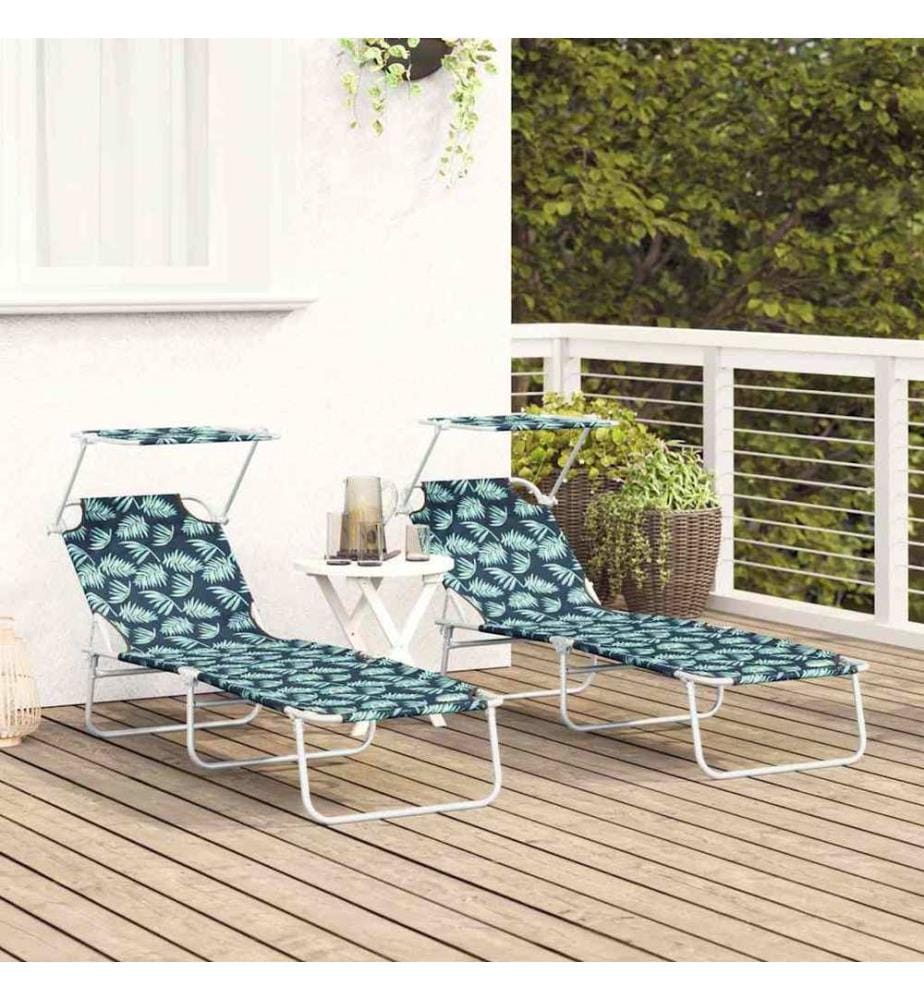 vidaXL Sonnenliege 2 pcs Grün 58 x 188 x 77cm Polyester