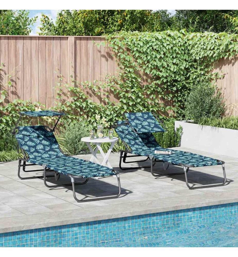 vidaXL Klappbare Sonnenliege 2 pcs Mehrfarbig 190 x 57 x 81 cm Oxford