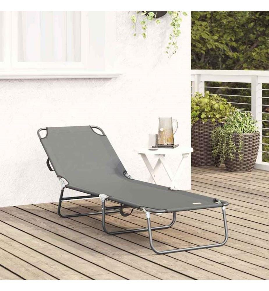 vidaXL Klappbare Sonnenliege Grau 188 x 57 x 86,5 cm Polyester