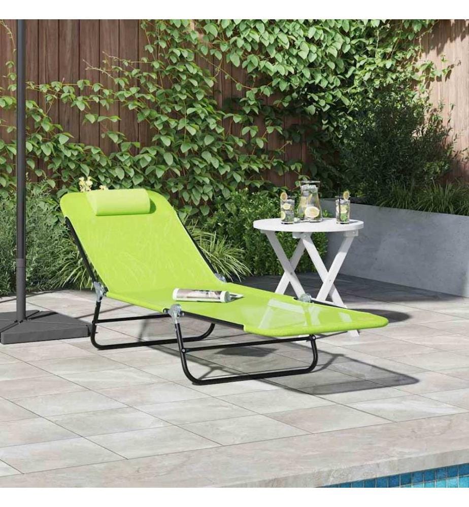 vidaXL Klappbare Sonnenliege Grün 182 x 55 x 85,5 cm Textilene