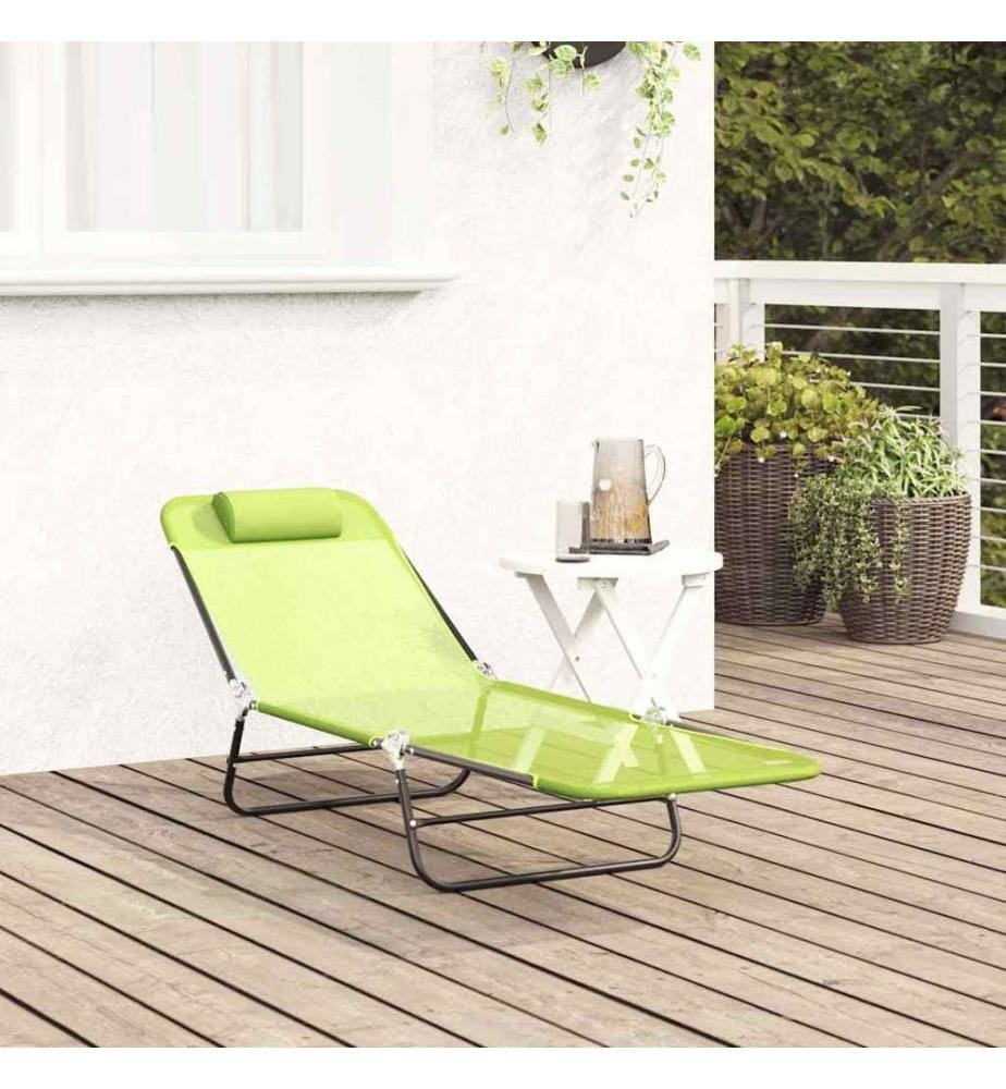 vidaXL Klappbare Sonnenliege Grün 182 x 55 x 85,5 cm Textilene