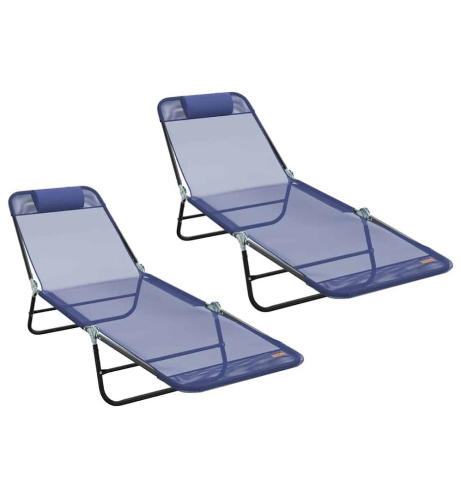 vidaXL Klappbare Sonnenliege 2 pcs Marineblau 182 x 55 x 85,5 cm