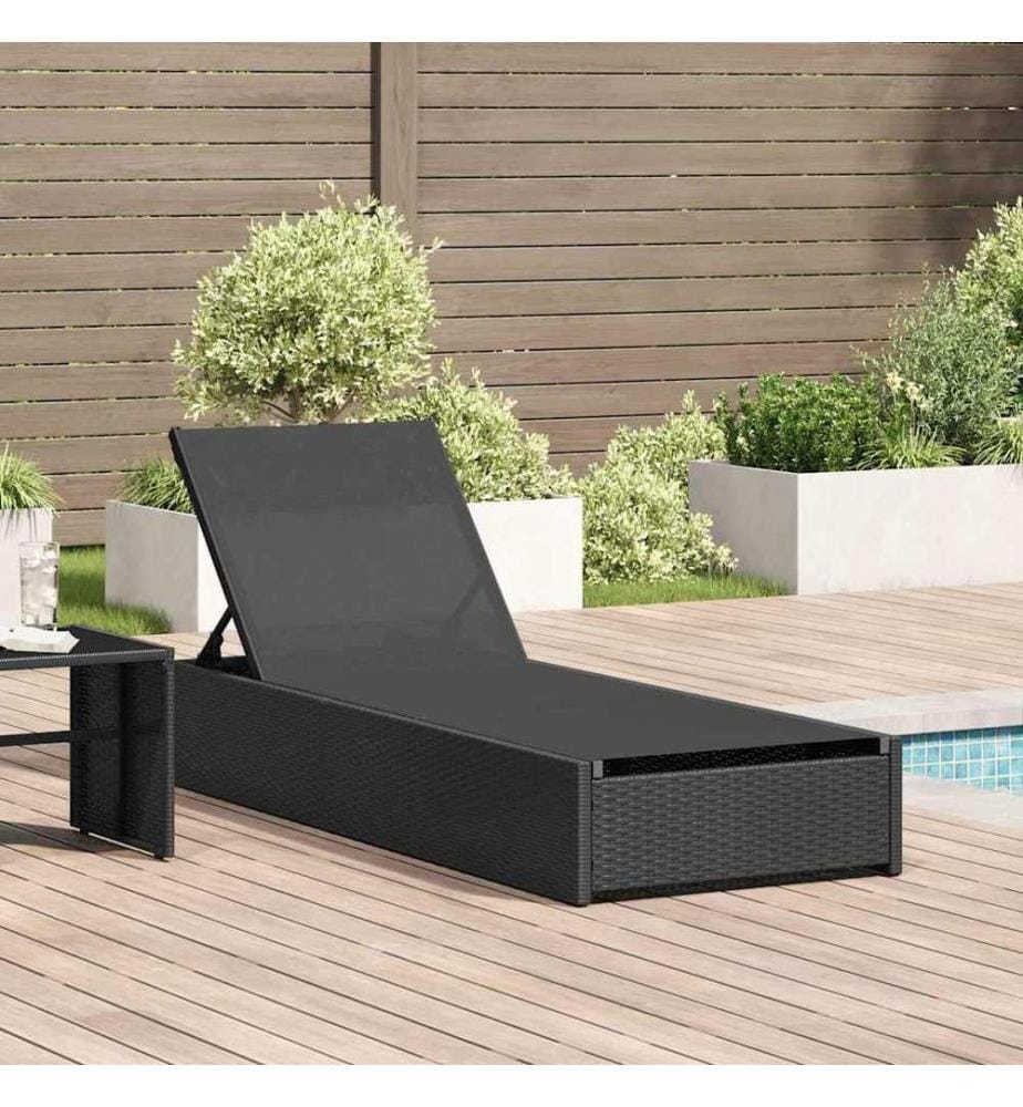 vidaXL Sonnenliege Schwarz 200,5 x 70 x 75 cm Poly-Rattan