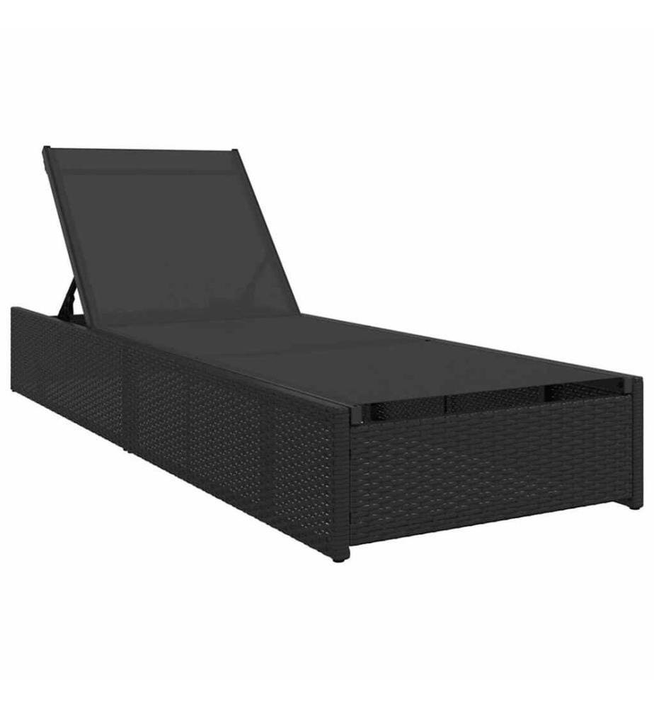 vidaXL Sonnenliege Schwarz 200,5 x 70 x 75 cm Poly-Rattan