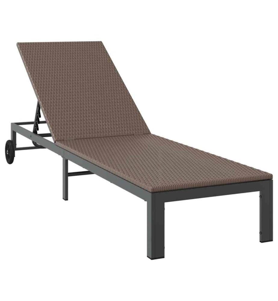 vidaXL Sonnenliege 2-Person 3 pcs Braun Poly-Rattan