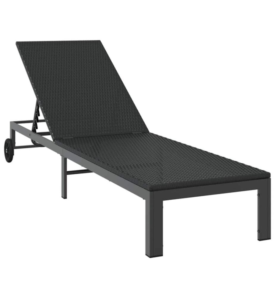 vidaXL Sonnenliege 2-Person 3 pcs Schwarz Poly-Rattan