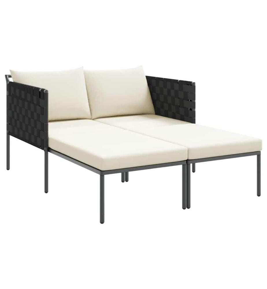 vidaXL Sonnenliege mit Kissen 2-Person Anthrazit 153 x 115 x 69,5 cm