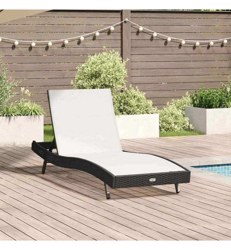 vidaXL Sonnenliege Schwarz und Weiss 197 x 70 x 82 cm Poly-Rattan