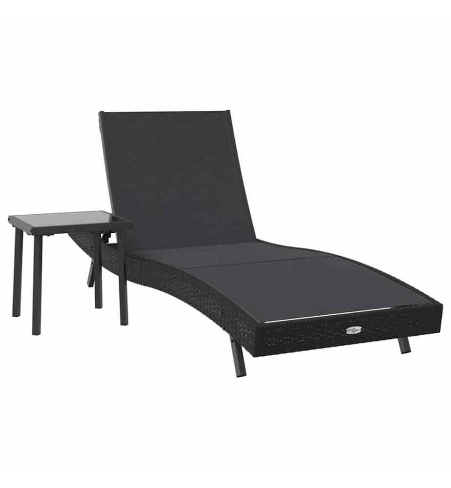 vidaXL Sonnenliege 2 pcs Schwarz Poly-Rattan