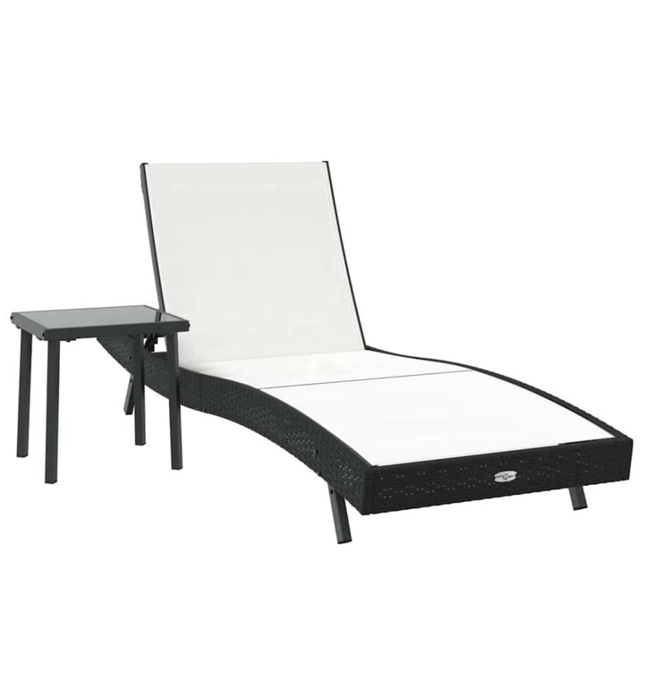 vidaXL Sonnenliege 2 pcs Schwarz und Weiss Poly-Rattan