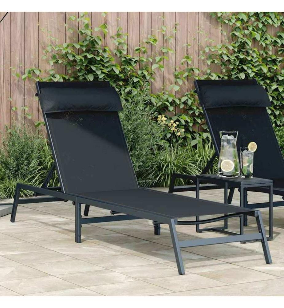 vidaXL Sonnenliege Schwarz und Anthrazit 197 x 54 x 86 cm Stahl
