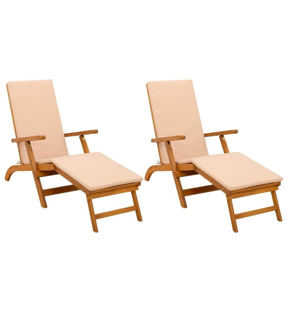 vidaXL Reclining and Folding Sunlounger 2 pcs 55 x 146 x 91 cm