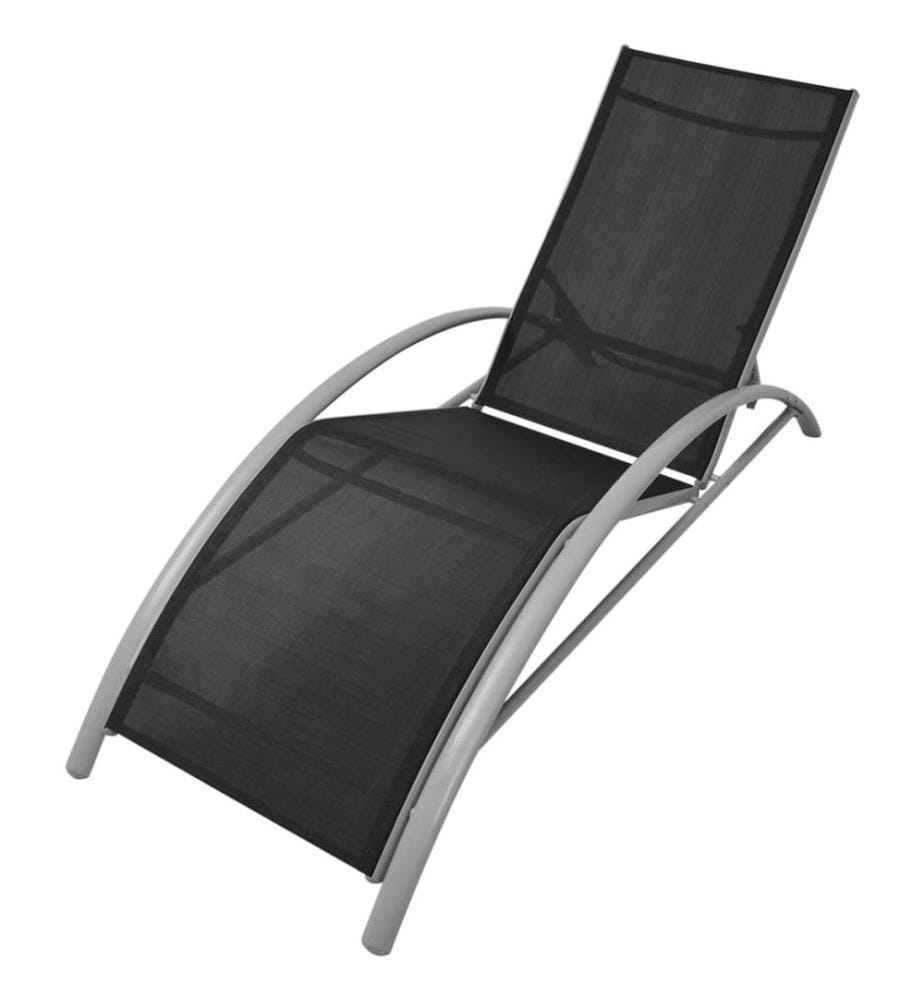 vidaXL Sonnenliegen mit Tisch Aluminium Schwarz