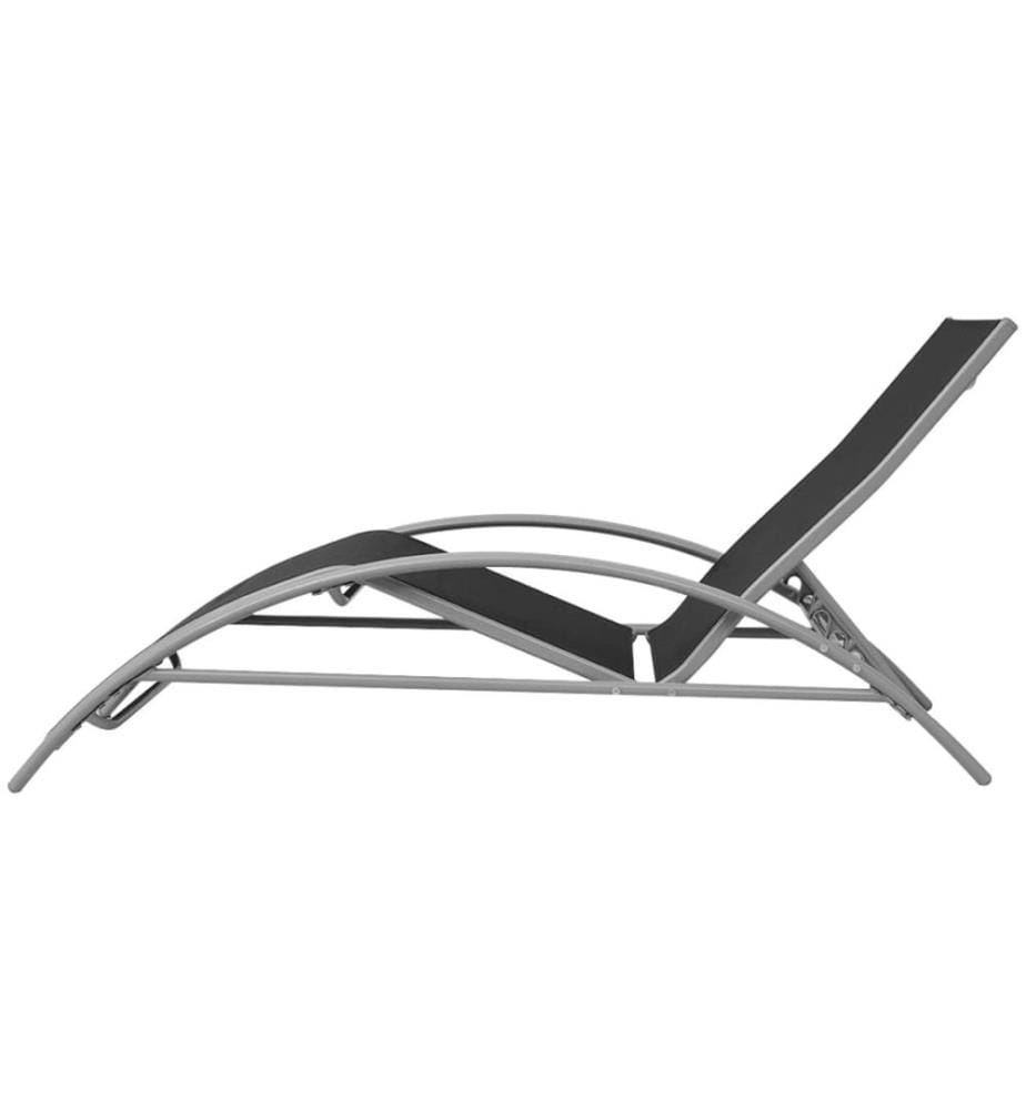 vidaXL Sonnenliegen mit Tisch Aluminium Schwarz