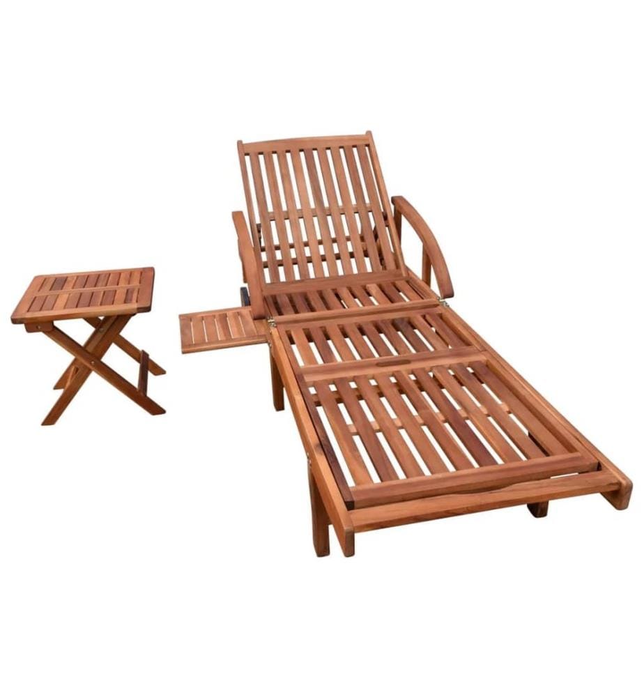 vidaXL Sonnenliege mit Tisch Massivholz Akazie