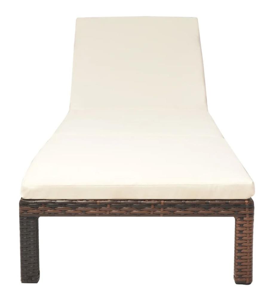 vidaXL Sonnenliege mit Auflage Poly Rattan Braun