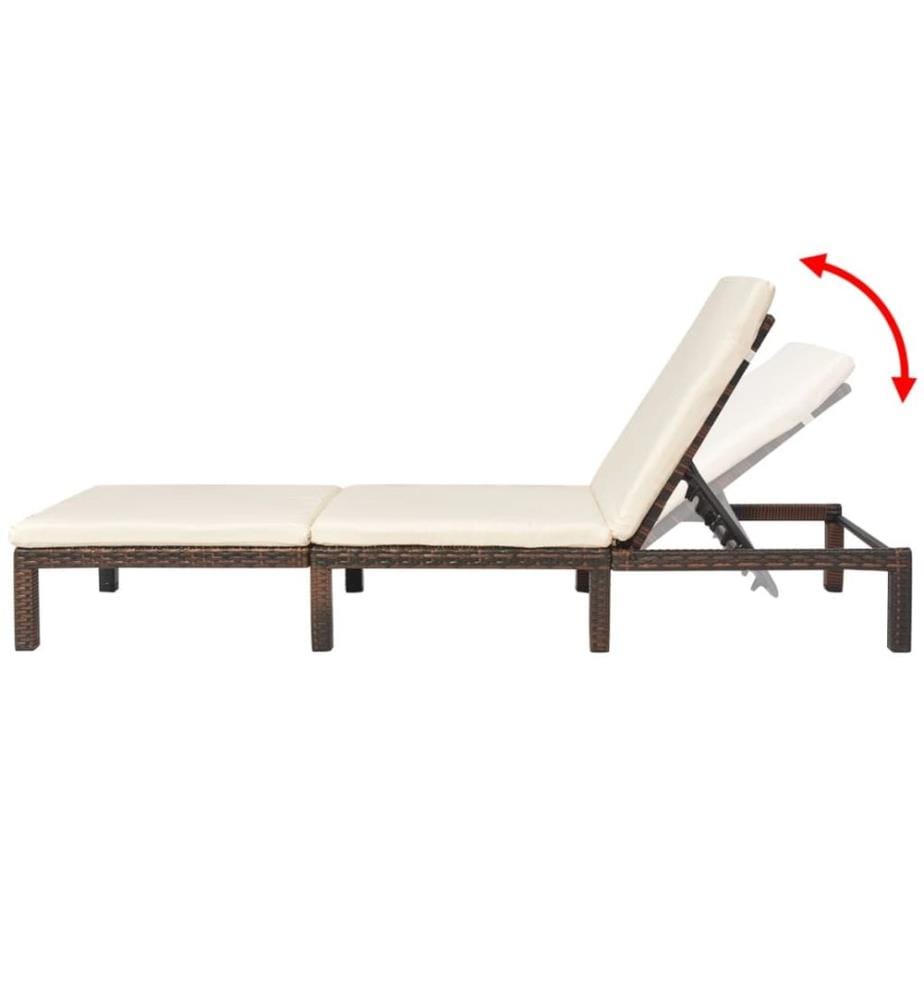 vidaXL Sonnenliege mit Auflage Poly Rattan Braun