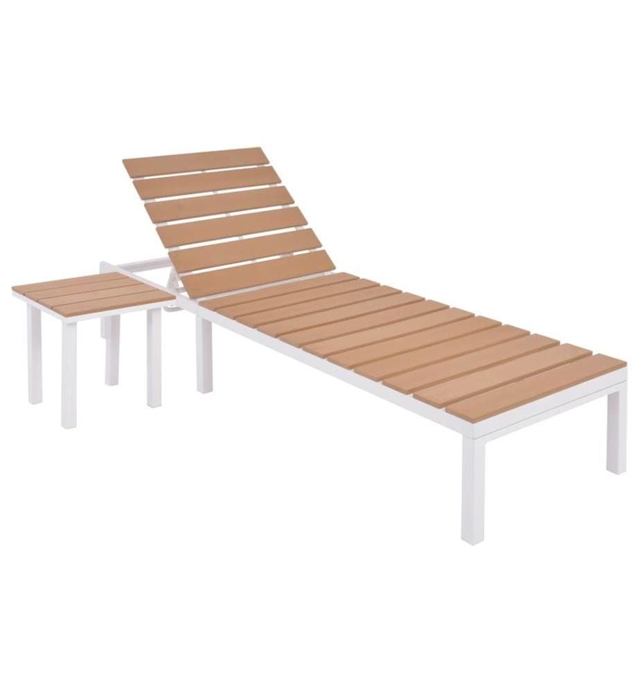 vidaXL Sonnenliege mit Tisch Aluminium WPC Weiss und Braun