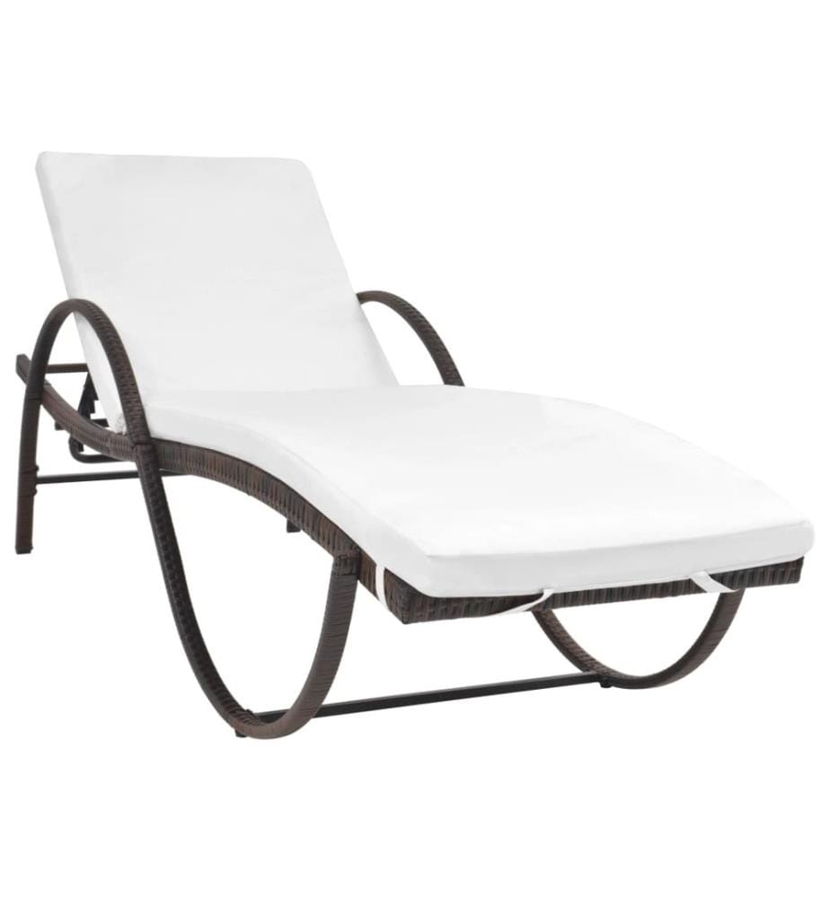vidaXL Sonnenliege mit Auflage Poly Rattan Braun