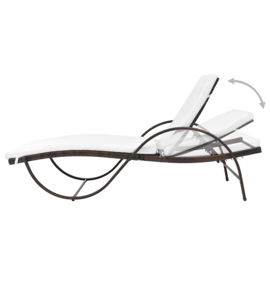 vidaXL Sonnenliege mit Auflage Poly Rattan Braun