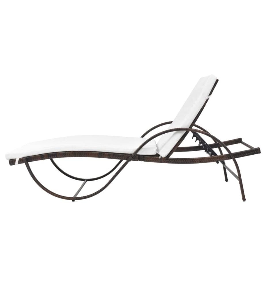vidaXL Sonnenliege mit Auflage Poly Rattan Braun