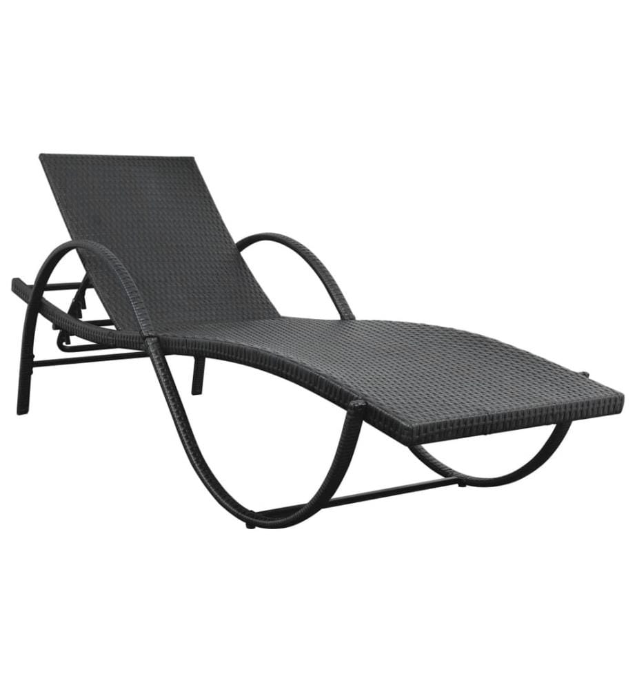vidaXL Chaise longue avec coussin Résine tressée Noir