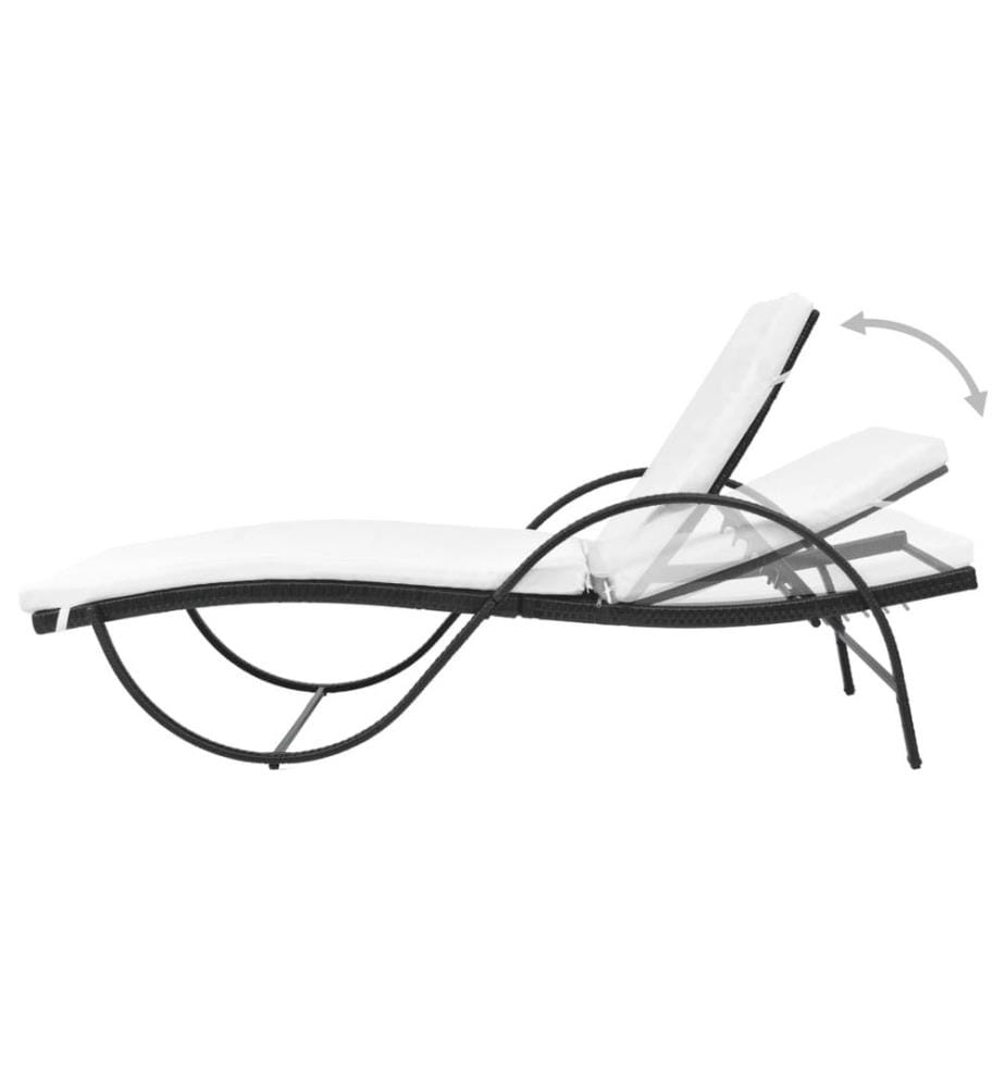 vidaXL Chaise longue avec coussin Résine tressée Noir