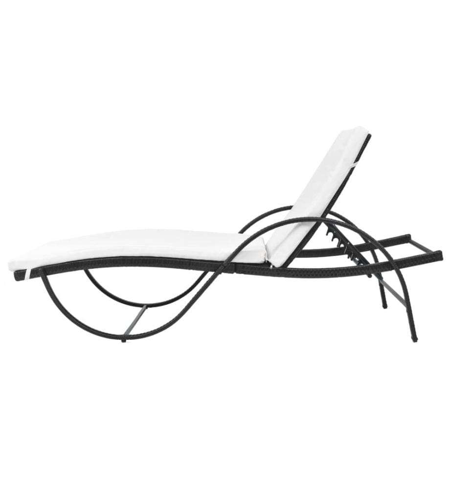 vidaXL Chaise longue avec coussin Résine tressée Noir